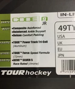 ELEVATESPORTING Tour Code 9 Black/Green New Jr. Roller Hockey Skates
